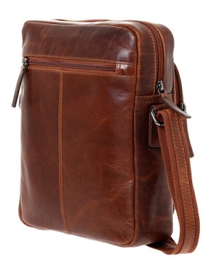 Lavor 1-0055 Δερμάτινη Ανδρική Τσάντα Ώμου / Χιαστί Κονιάκ