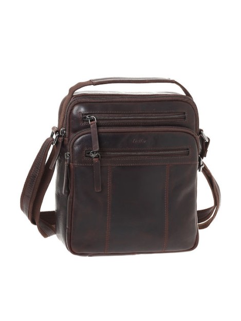Lavor 1-0056 Δερμάτινη Ανδρική Τσάντα Ώμου / Χιαστί Καφέ