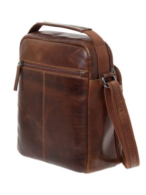 Lavor 1-0056 Δερμάτινη Ανδρική Τσάντα Ώμου / Χιαστί Κονιάκ