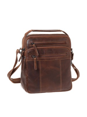 Lavor 1-0056 Δερμάτινη Ανδρική Τσάντα Ώμου / Χιαστί Κονιάκ