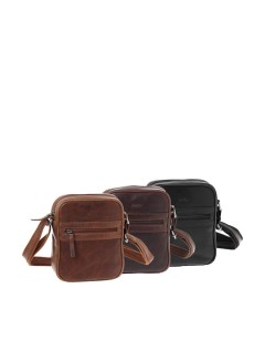 Lavor 1-0058 Δερμάτινη Ανδρική Τσάντα Ώμου / Χιαστί Μαύρη