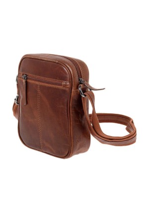 Lavor 1-0058 Δερμάτινη Ανδρική Τσάντα Ώμου / Χιαστί Κονιάκ