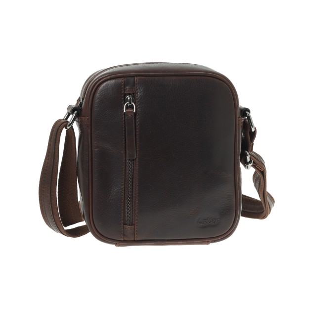 Lavor 1-0064 Δερμάτινη Ανδρική Τσάντα Ώμου / Χιαστί Καφέ