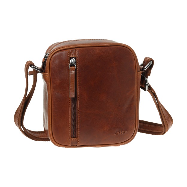 Lavor 1-0064 Δερμάτινη Ανδρική Τσάντα Ώμου / Χιαστί Κονιάκ