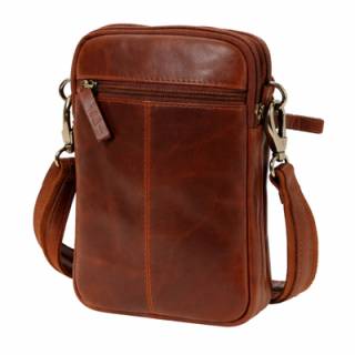 Lavor 1-0063 Δερμάτινη Ανδρική Τσάντα Ώμου / Χιαστί Κονιάκ