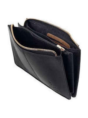 Lavor 1-6080 Μεγάλο Δερμάτινο Γυναικείο Πορτοφόλι-Τσαντάκι με RFID Μαύρο