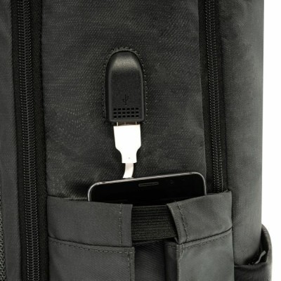 Polo Matrix Υφασμάτινο Σακίδιο Πλάτης Αδιάβροχο με Θύρα USB Μαύρο 20lt 9-02-032-2000