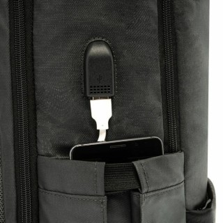 Polo Matrix Υφασμάτινο Σακίδιο Πλάτης Αδιάβροχο με Θύρα USB Μαύρο 20lt 9-02-032-2000