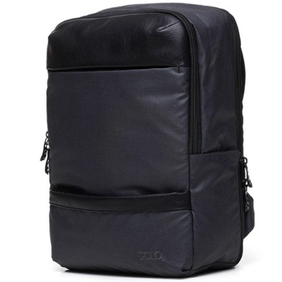 Polo Matrix Υφασμάτινο Σακίδιο Πλάτης Αδιάβροχο με Θύρα USB Μαύρο 20lt 9-02-032-2000