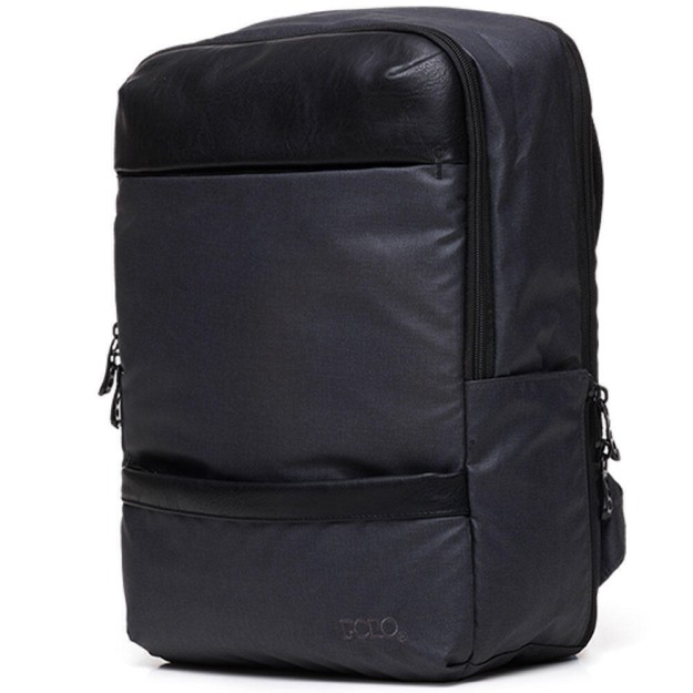 Polo Matrix Υφασμάτινο Σακίδιο Πλάτης Αδιάβροχο με Θύρα USB Μαύρο 20lt 9-02-032-2000