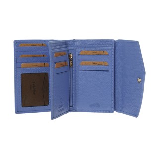 Lavor 1-6000 Μικρό Δερμάτινο Γυναικείο Πορτοφόλι με RFID Γαλάζιο