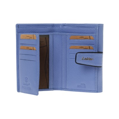 Lavor 1-6038 Μεγάλο Δερμάτινο Γυναικείο Πορτοφόλι με RFID Γαλάζιο
