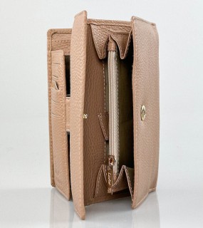 Lavor 1-6038 Μεγάλο Δερμάτινο Γυναικείο Πορτοφόλι με RFID Nude