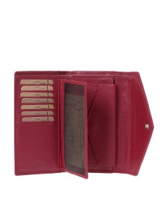 Lavor Μεγάλο Δερμάτινο Γυναικείο Πορτοφόλι με RFID Κόκκινο 1-6072