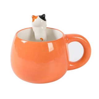 I-Total Κούπα Κεραμική Πορτοκαλί ''Cat'' 470ml XL2526