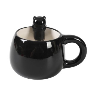 I-Total Κούπα Κεραμική Μαύρη ''Cat'' 470ml XL2525