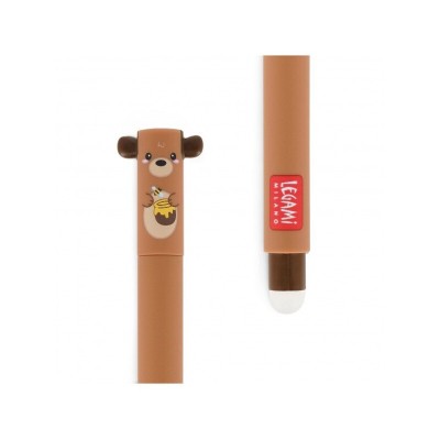 Legami Milano Bear Στυλό Gel 0.7mm Καφέ με Κόκκινο Μελάνι Erasable EP0024