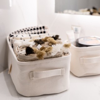 ESTIA ΚΟΥΤΙ ΑΠΟΘΗΚΕΥΣΗΣ & ΟΡΓΑΝΩΣΗΣ IVORY 13.5x12.5x10.5cm ME ΧΕΡΟΥΛΙΑ