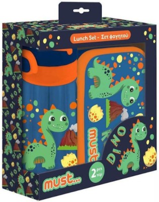 Must Team Πλαστικό Παιδικό Σετ Φαγητού Δεινόσαυροι 0.8lt Μπλε