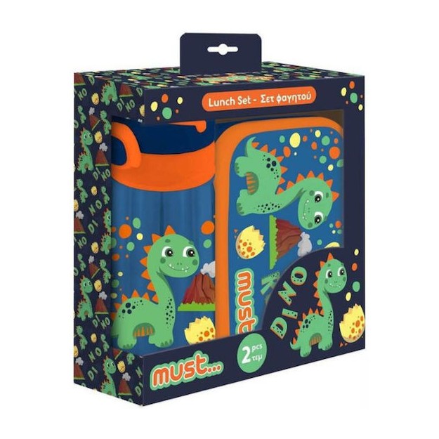 Must Team Πλαστικό Παιδικό Σετ Φαγητού Δεινόσαυροι 0.8lt Μπλε