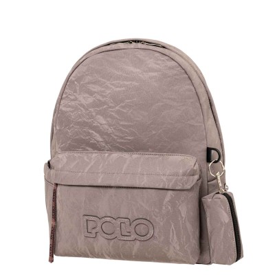 Polo Gecko Σχολική Τσάντα Πλάτης Γυμνασίου - Λυκείου Ash με Θήκη για Παγούρι 20lt 9-02-041-2700