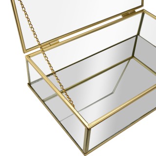 ESTIA ΚΟΥΤΙ ΟΡΓΑΝΩΣΗΣ ΓΥΑΛΙΝΟ ΜΕ ΚΑΘΡΕΠΤΗ & ΧΡΥΣΟ ΜΕΤΑΛΛΙΚΟ ΠΛΑΙΣΙΟ 24x14x6cm