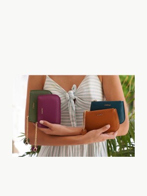 Lavor 1-6069 Μικρό Δερμάτινο Γυναικείο Πορτοφόλι Καρτών με RFID Ρόδι