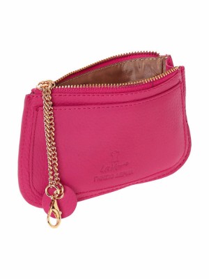 Lavor 1-6069 Μικρό Δερμάτινο Γυναικείο Πορτοφόλι Καρτών με RFID Ρόδι