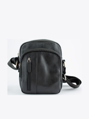 Lavor 1-12 Δερμάτινη Ανδρική Τσάντα Ώμου / Χιαστί Μαύρη