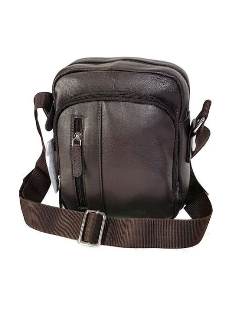 Lavor 1-12 Δερμάτινη Ανδρική Τσάντα Ώμου / Χιαστί Καφέ