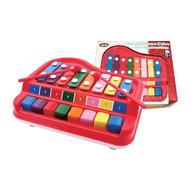 Luna 2 σε 1 Παιδικό Ξυλόφωνο-Πιάνο για 3+ Ετών