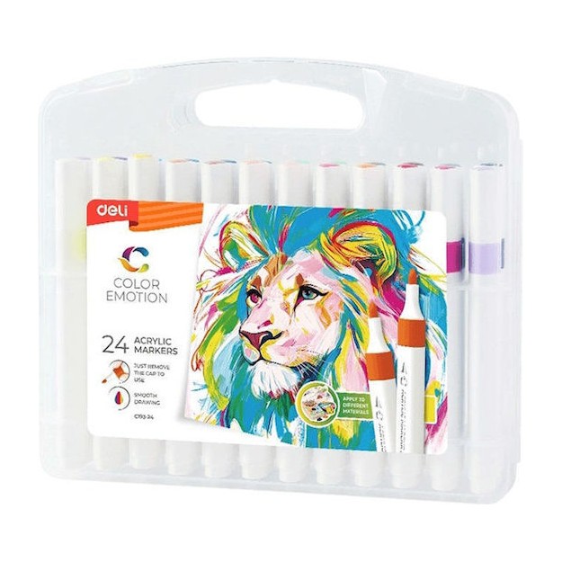 Deli Color Emotion Μαρκαδόροι Σχεδίου Σετ 24 Ακρυλικά Χρώματα