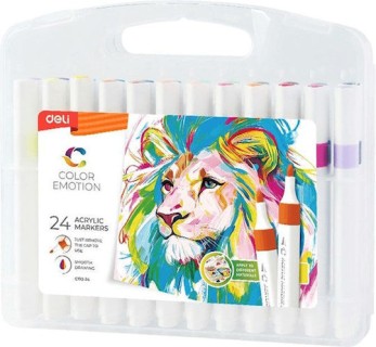 Deli Color Emotion Μαρκαδόροι Σχεδίου Σετ 24 Ακρυλικά Χρώματα