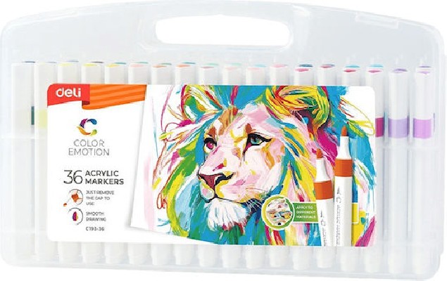 Deli Color Emotion Μαρκαδόροι Σχεδίου Σετ 36 Ακρυλικά Χρώματα