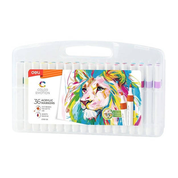 Deli Color Emotion Μαρκαδόροι Σχεδίου Σετ 36 Ακρυλικά Χρώματα
