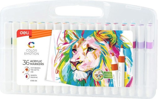 Deli Color Emotion Μαρκαδόροι Σχεδίου Σετ 36 Ακρυλικά Χρώματα