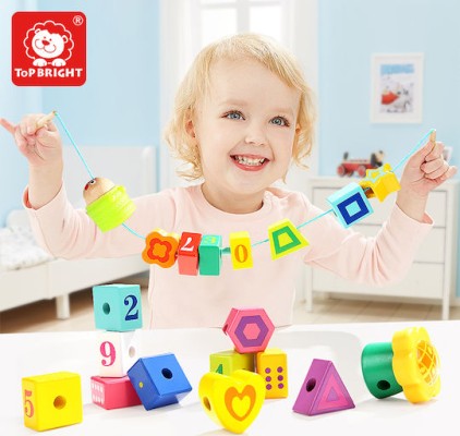 Top Bright Παιχνίδι με Κορδόνια Lacing Blocks από Ξύλο για 18+ Μηνών