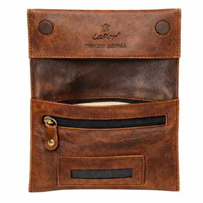 Lavor 1-30113 Δερμάτινη Καπνοθήκη Καφέ Oily με Μαγνητικό Κούμπωμα