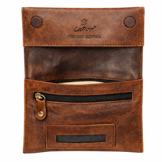 Lavor 1-30113 Δερμάτινη Καπνοθήκη Καφέ Oily με Μαγνητικό Κούμπωμα