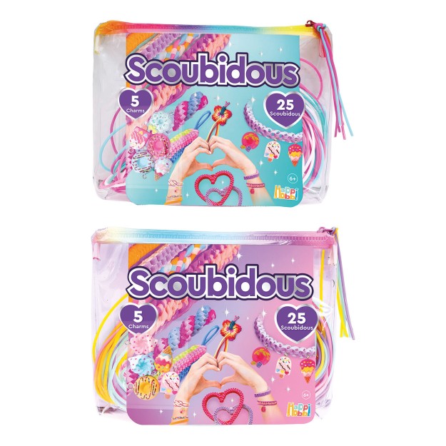 HAPPIHOBBI SCOUBIDOUS ΤΣΑΝΤΑΚΙ ΜΕ 25 SCOUBIDOUS & ΑΞΕΣΟΥΑΡ (2 ΣΧΕΔΙΑ - ΤΥΧΑΙΑ ΕΠΙΛΟΓΗ)