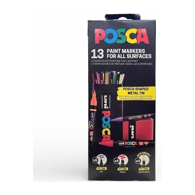 Uni-Ball Paint Μαρκαδόροι με Μεταλλική Κασετίνα Σετ 13τμχ