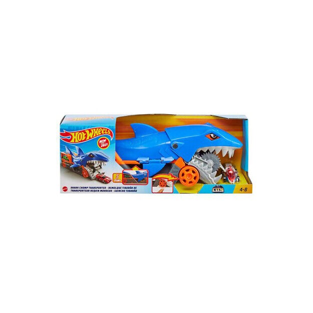 HOT WHEELS - SHARK CHOMP TRANSPORTER ΝΤΑΛΙΚΑ ΚΑΡΧΑΡΙΑΣ ΜΕ ΈΝΑ ΑΥΤΟΚΙΝΗΤΟ ΚΛΙΜΑΚΑΣ 1:64 - GVG36