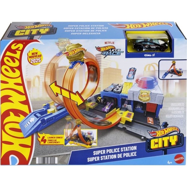 HOT WHEELS CITY - ΠΙΣΤΑ ΑΣΤΥΝΟΜΙΚΟ ΤΜΗΜΑ ΜΕ ΌΧΗΜΑ ΠΑΙΧΝΙΔΙ - JBM71 - ΔΙΑΦ. 2025