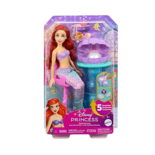 DISNEY PRINCESS - ARIEL VANITY POP MERMAID FASHION DOLL ΜΕ ΚΟΧΥΛΙ ΈΚΠΛΗΞΗ ΚΟΥΚΛΑ - JBF86