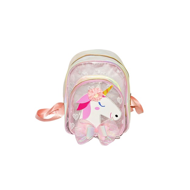 Παιδικό Σακίδιο Πλάτης Ροζ με Σχέδιο Μονόκερου και Φιόγκο 25x21x10cm