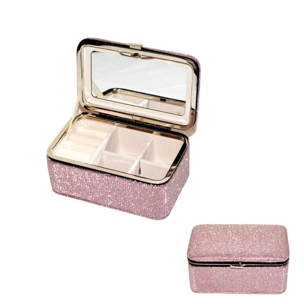 Μπιζουτιέρα Glam Glitter με Καθρέφτη 12x7.5x5.5cm