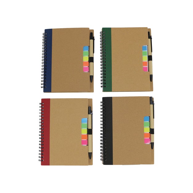 Σημειωματάριο με Στυλό & Σελιδοδείκτες σε 4 Χρώματα Τυχαία Επιλογή