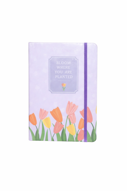 Σημειωματάριο Λιλά Floral Pastel A5 με Λάστιχο για Σχολείο & Γραφείο