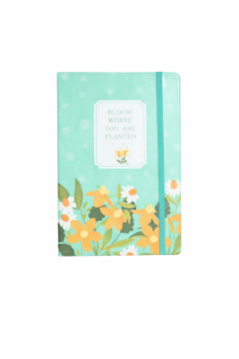 Σημειωματάριο Πράσινο Floral Pastel A5 με Λάστιχο για Σχολείο & Γραφείο