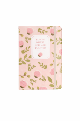 Σημειωματάριο Ροζ Floral Pastel A5 με Λάστιχο για Σχολείο & Γραφείο